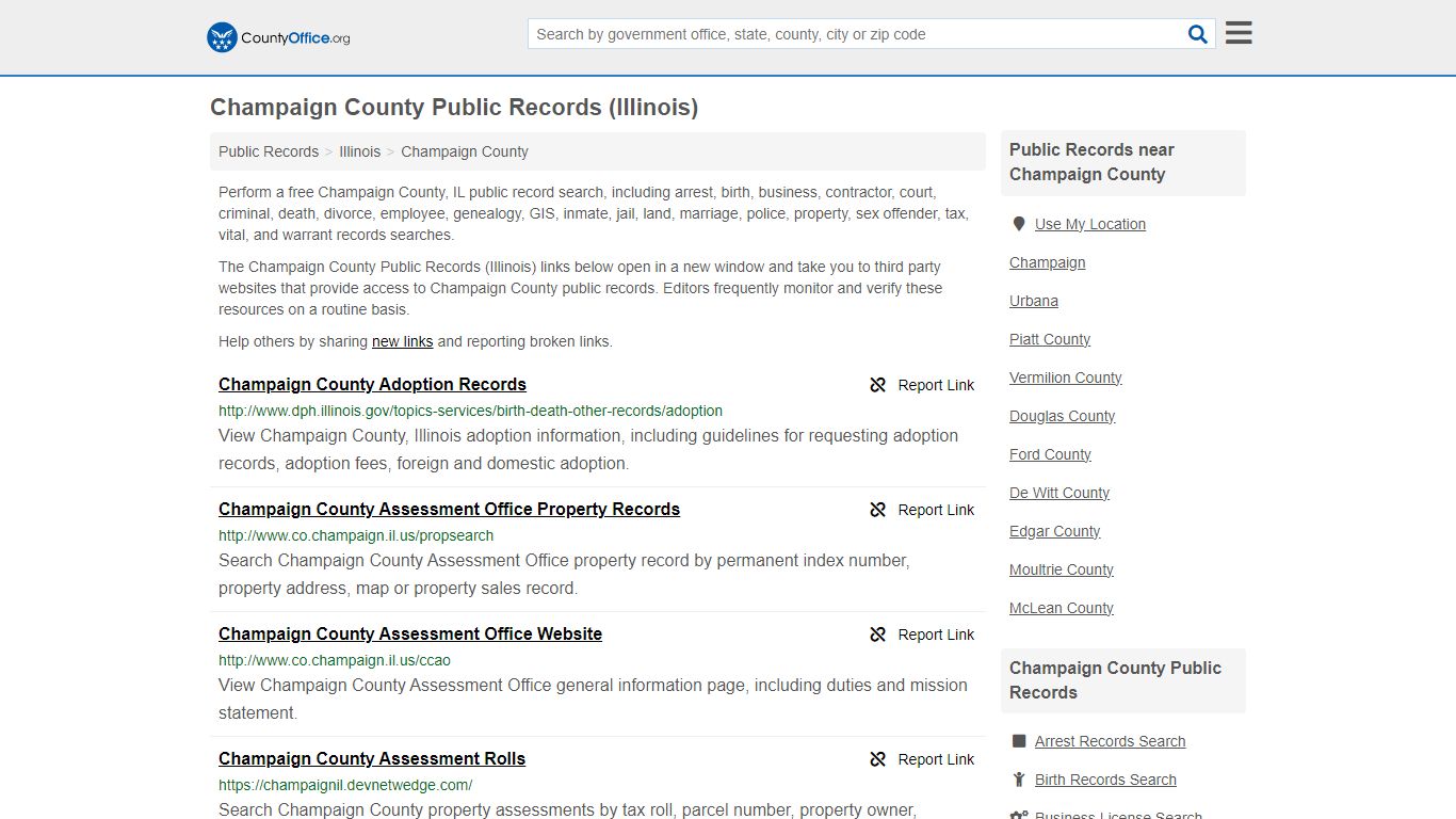 Public Records - Champaign County, IL (Business, Criminal, GIS ...